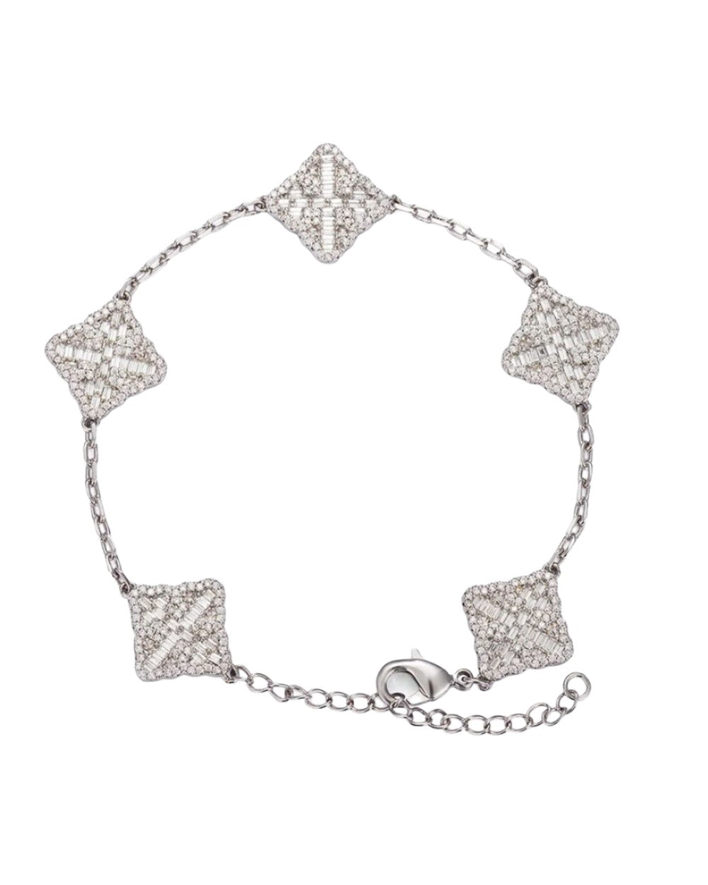 ICED CLOVER BRACELET IN WHITE GOLD