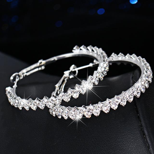 Round Cut 2 Layer Diamond Earrings in White Gold