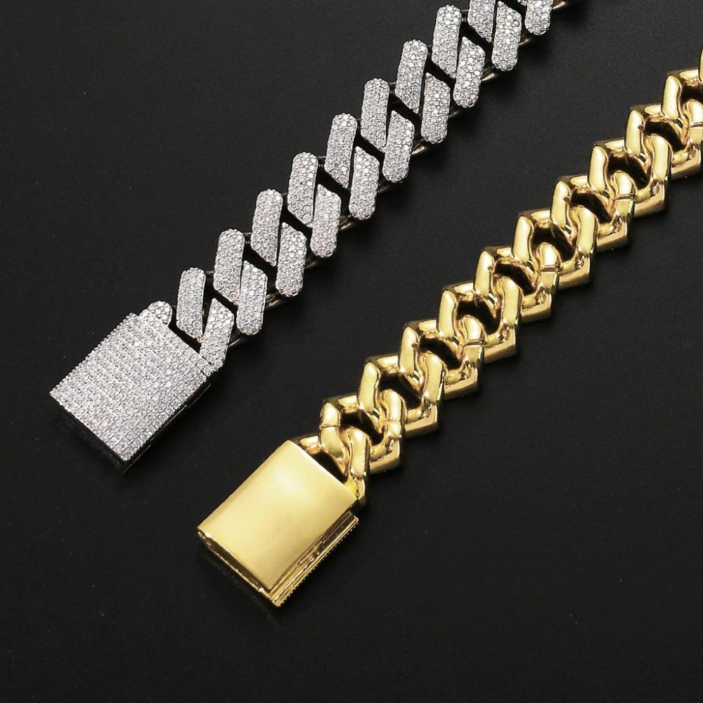 DIAMOND PRONG SET CUBAN LINK BRACELET IN YELLOW GOLD