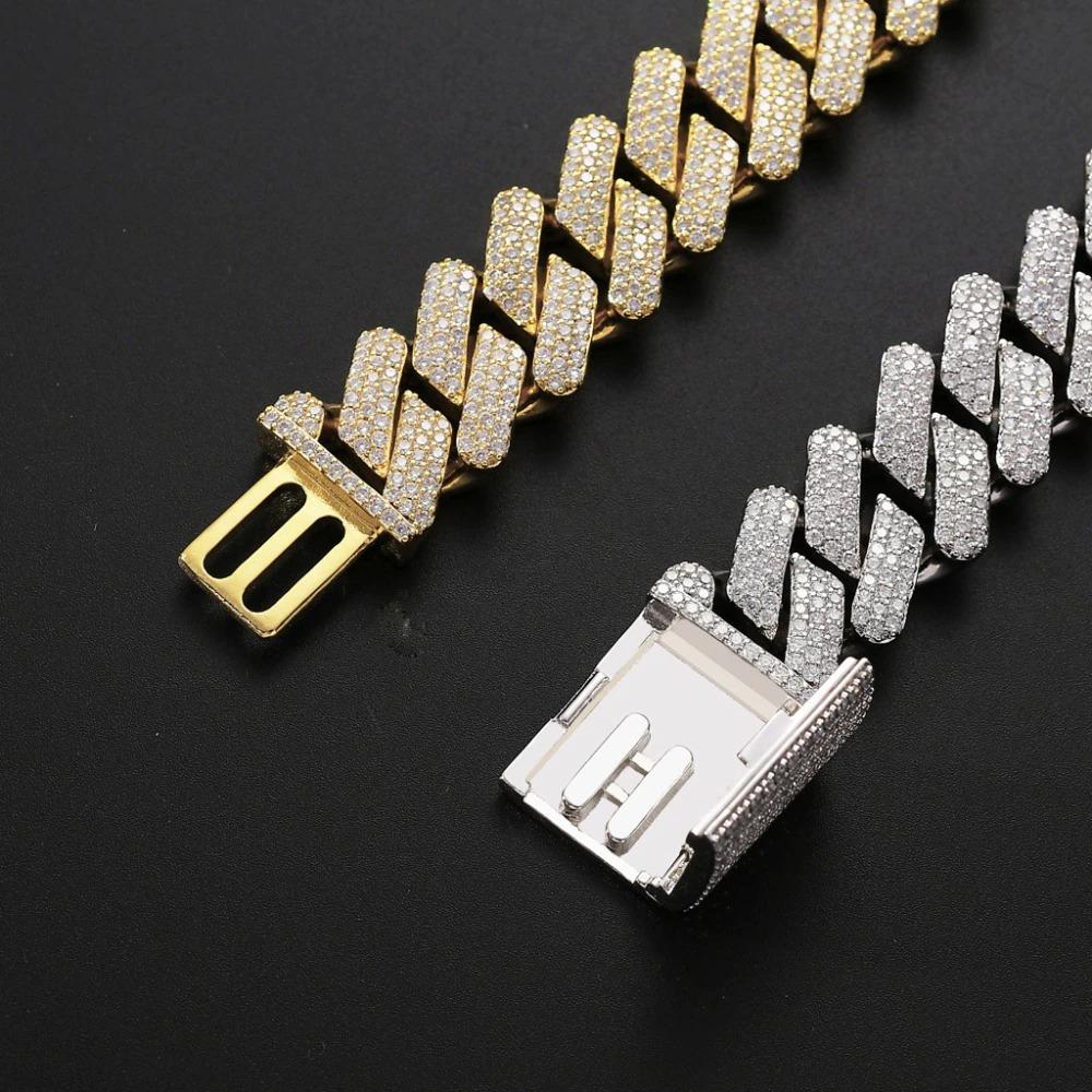 DIAMOND PRONG SET CUBAN LINK BRACELET IN YELLOW GOLD