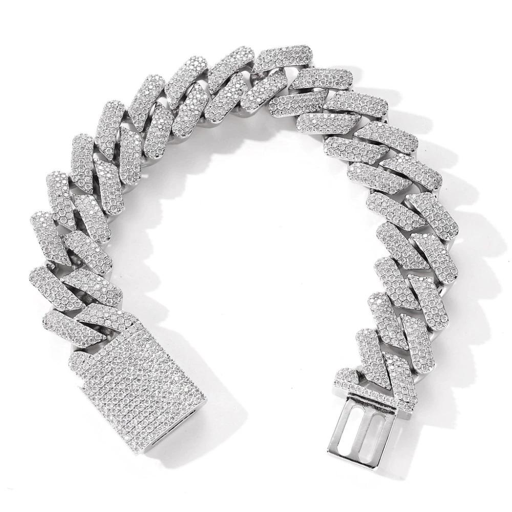 DIAMOND PRONG SET CUBAN LINK BRACELET IN YELLOW GOLD