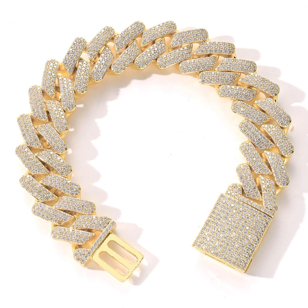 DIAMOND PRONG SET CUBAN LINK BRACELET IN WHITE GOLD