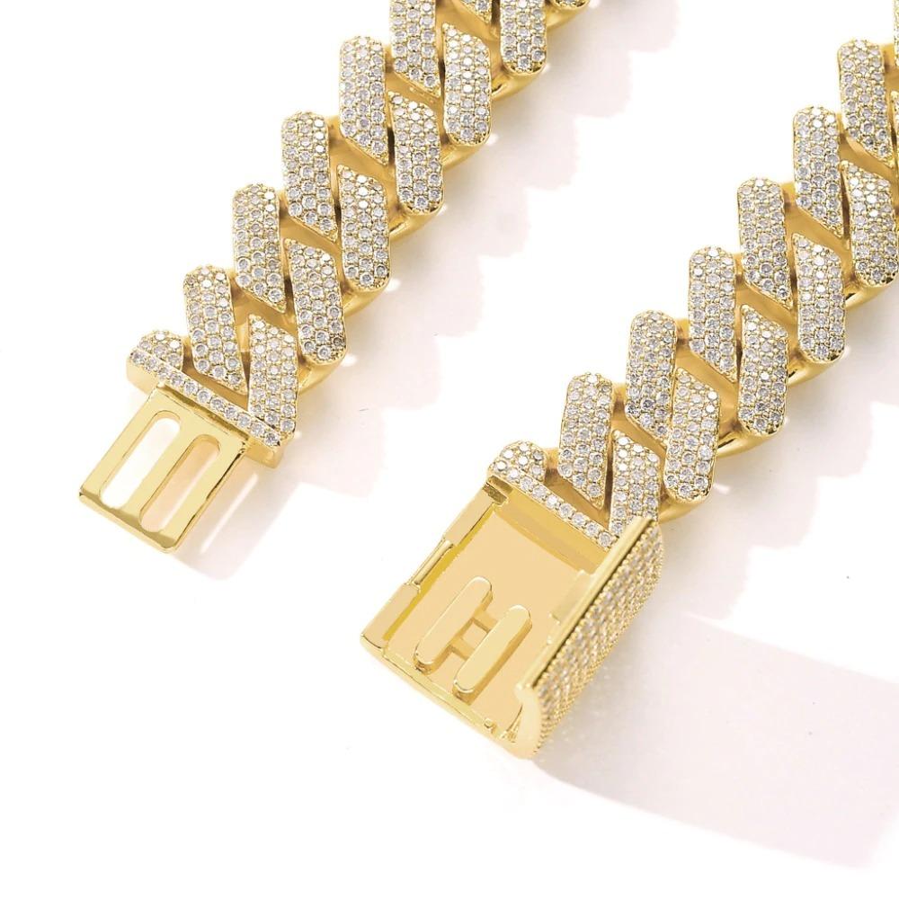 DIAMOND PRONG SET CUBAN LINK BRACELET IN YELLOW GOLD