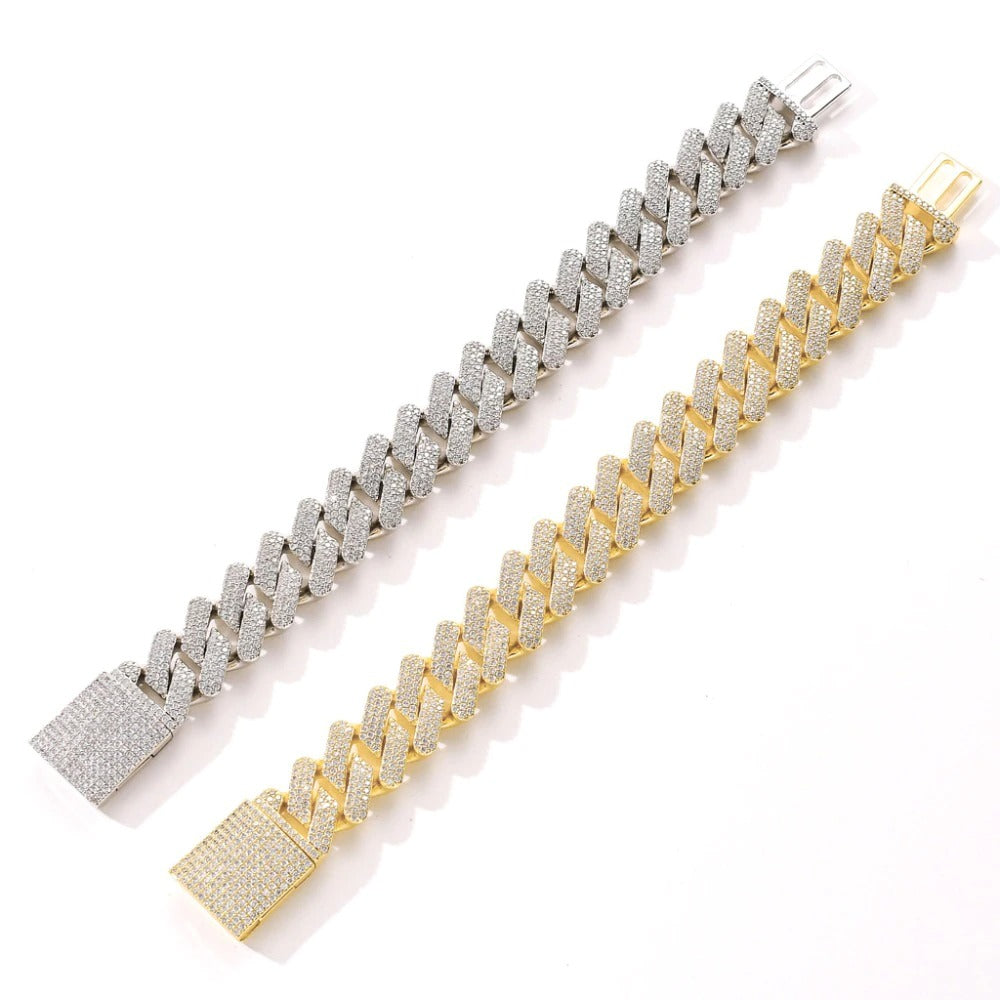 DIAMOND PRONG SET CUBAN LINK BRACELET IN WHITE GOLD