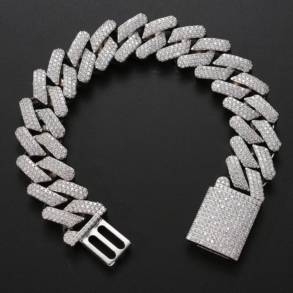 DIAMOND PRONG SET CUBAN LINK BRACELET IN YELLOW GOLD