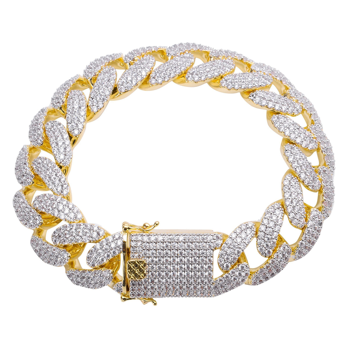 13MM CURVED DIAMOND CUBAN LINK BRACELET IN WHITE GOLD