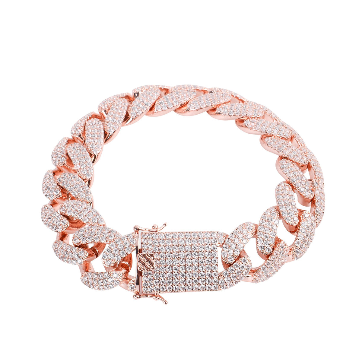 13MM CURVED DIAMOND CUBAN LINK BRACELET IN WHITE GOLD