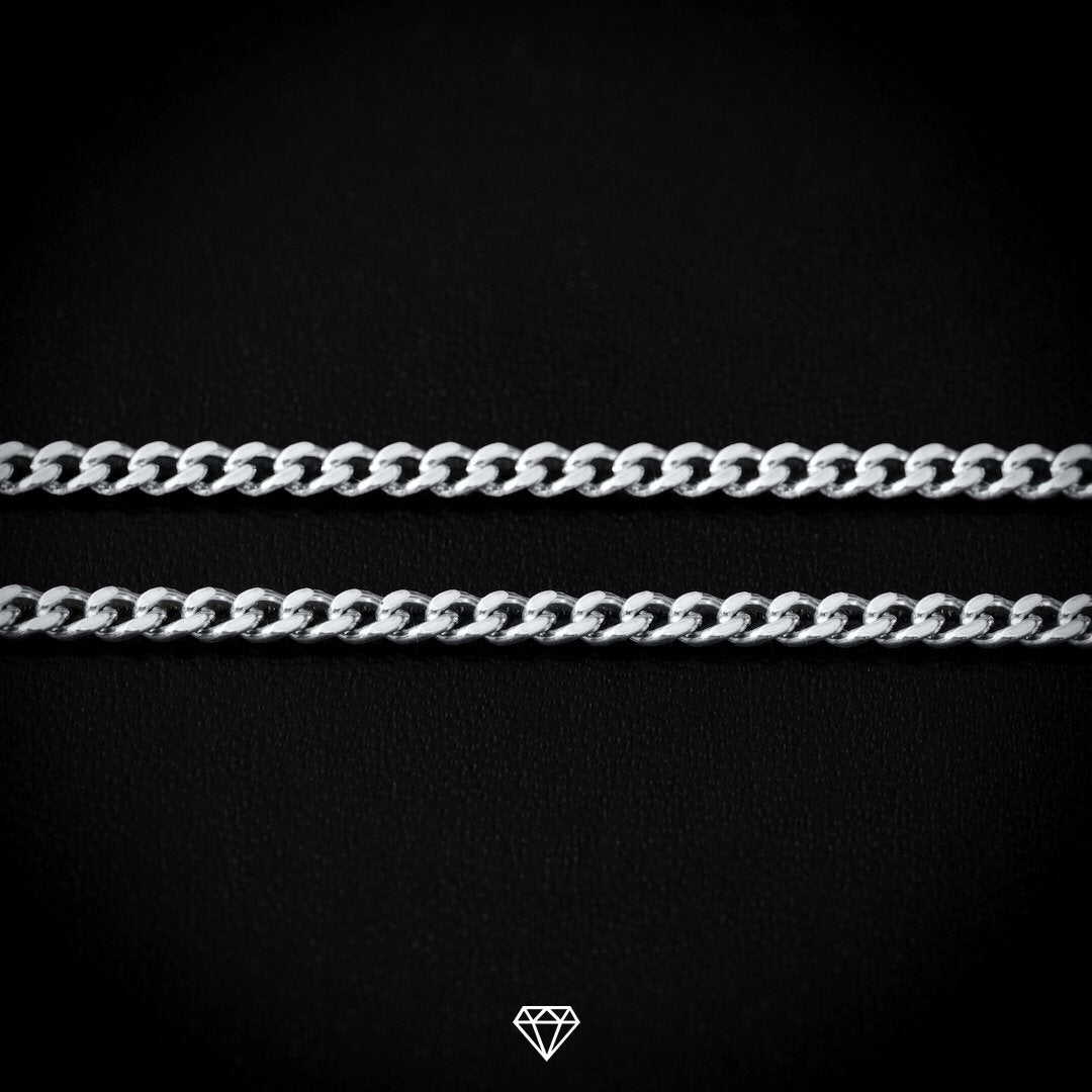 MICRO CUBAN CHAIN IN WHITE GOLD