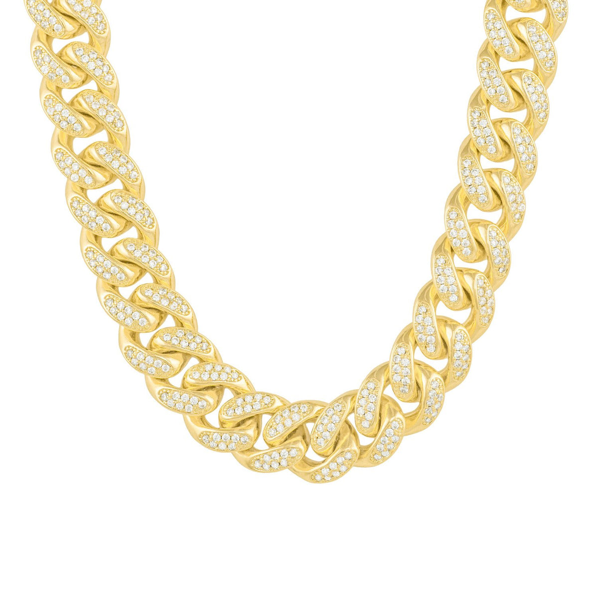 DIAMOND CUBAN CHAIN IN YELLOW GOLD