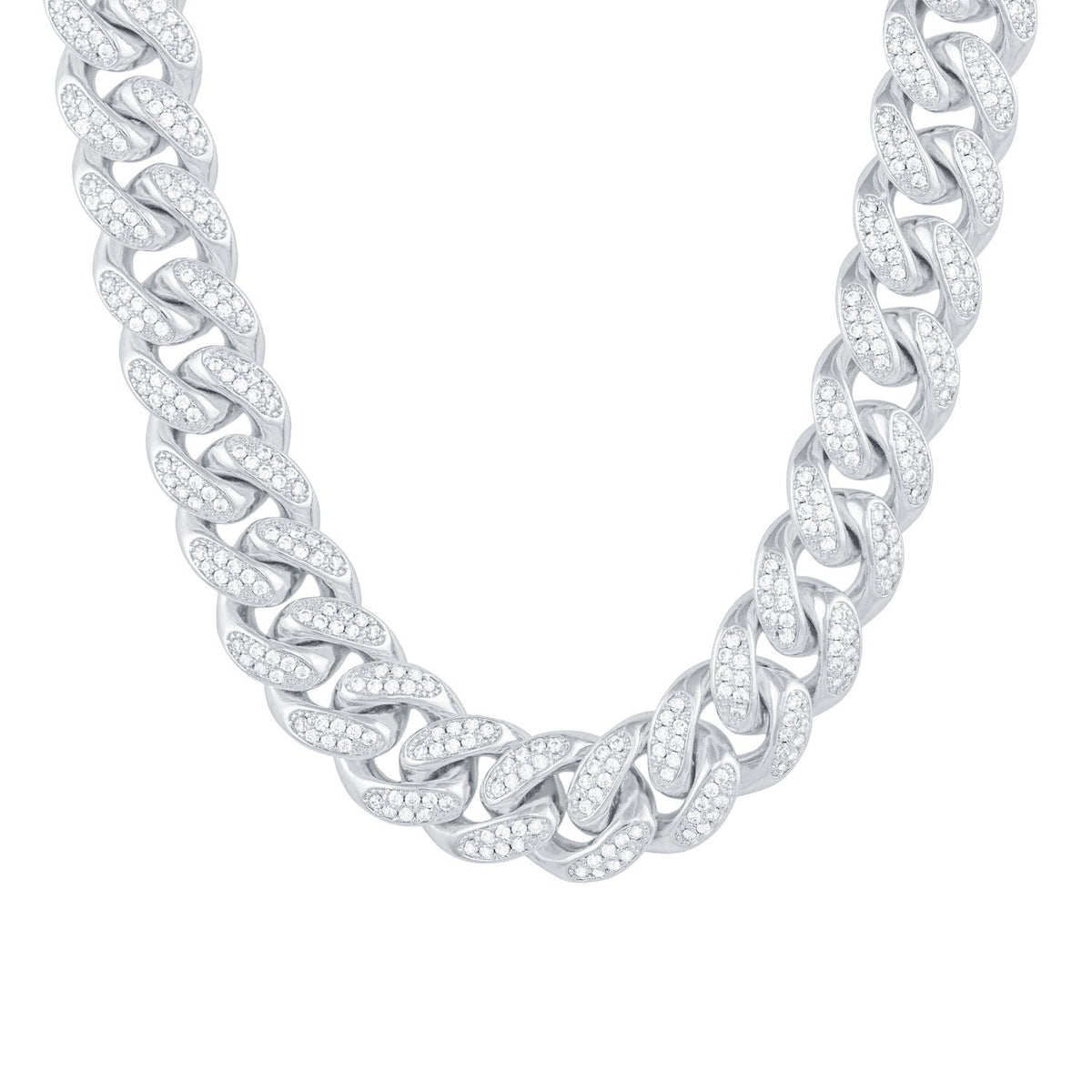 DIAMOND CUBAN CHAIN IN WHITE GOLD