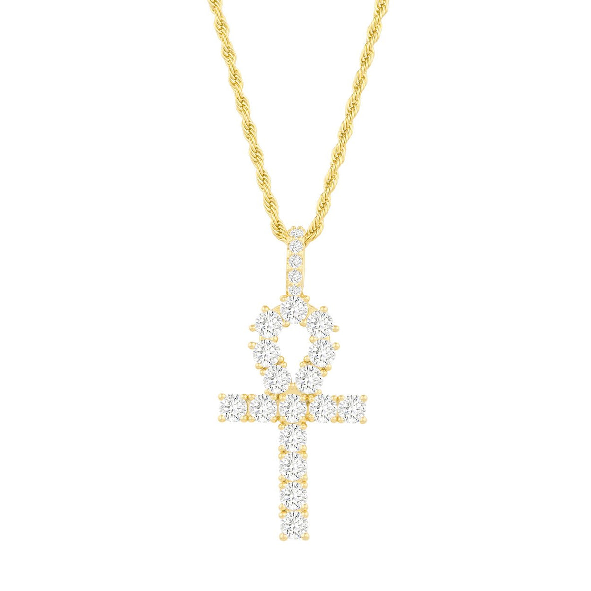 DIAMOND ANKH IN YELLOW GOLD