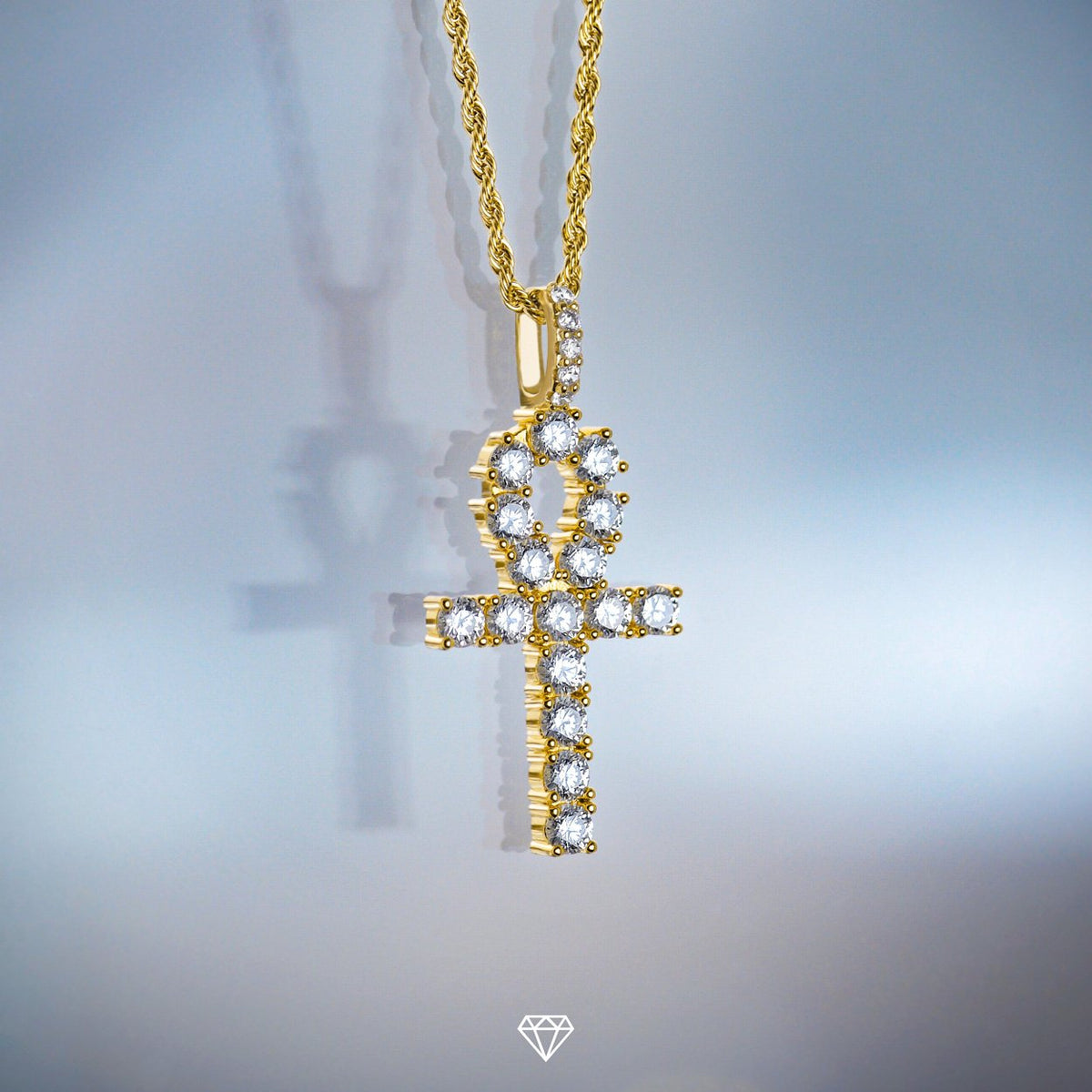 DIAMOND ANKH IN YELLOW GOLD