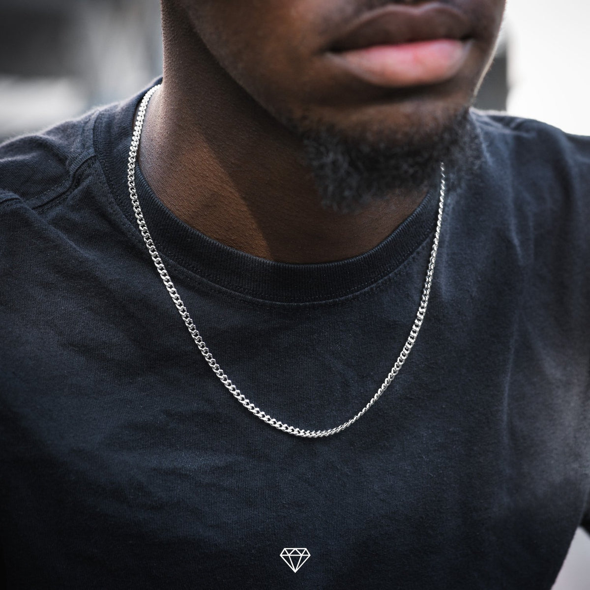 MICRO CUBAN CHAIN IN WHITE GOLD