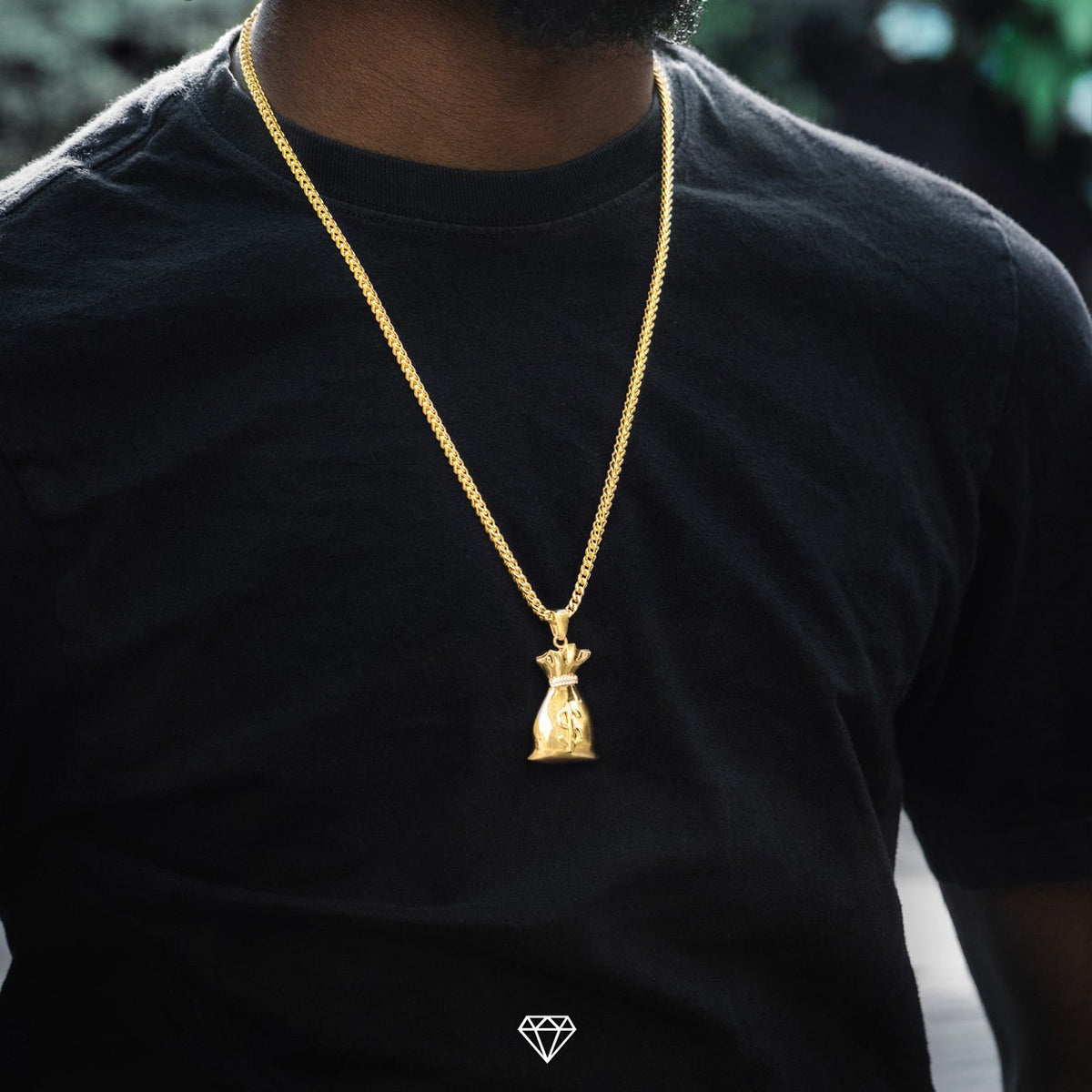 MONEY BAG PENDANT (PARTIALLY ICED)