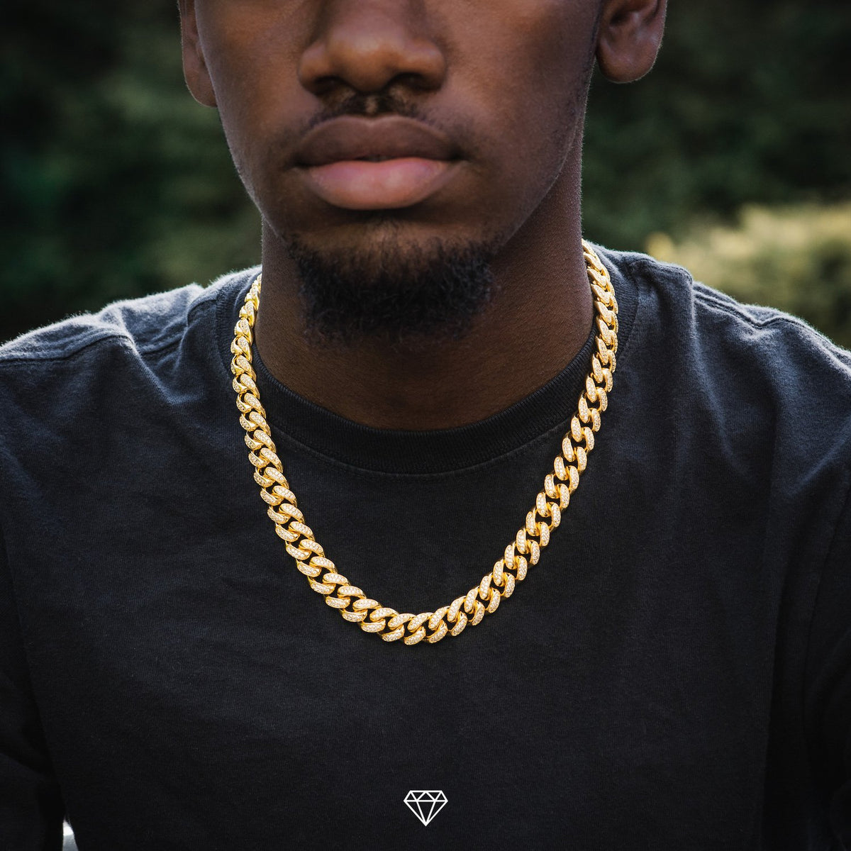 DIAMOND CUBAN CHAIN IN YELLOW GOLD