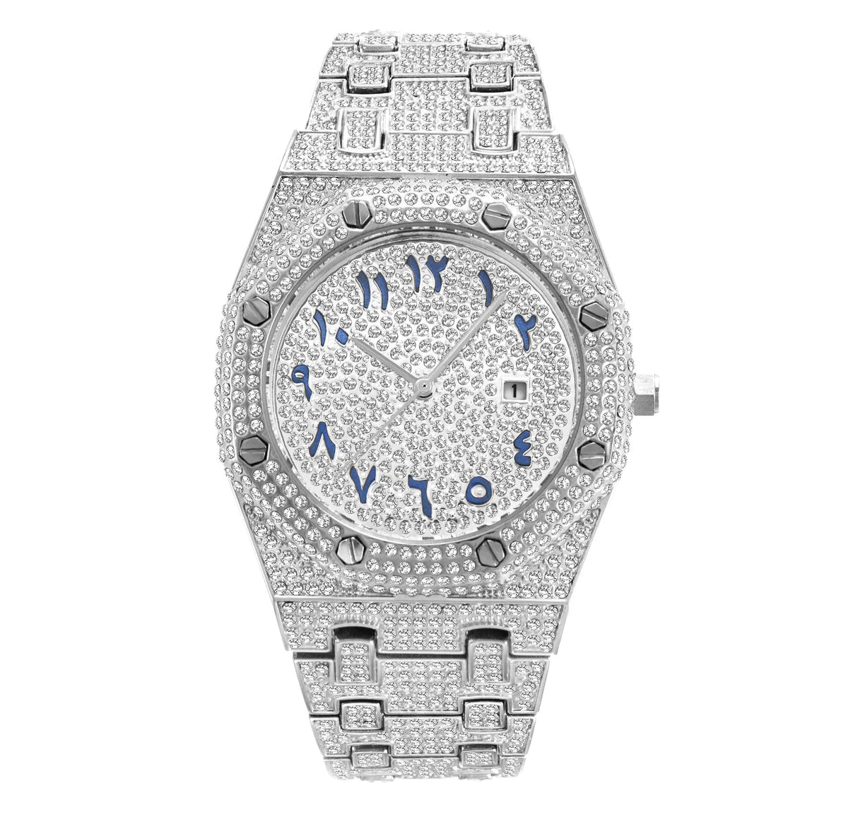 Moissanite AP Arabic Watch in White Gold