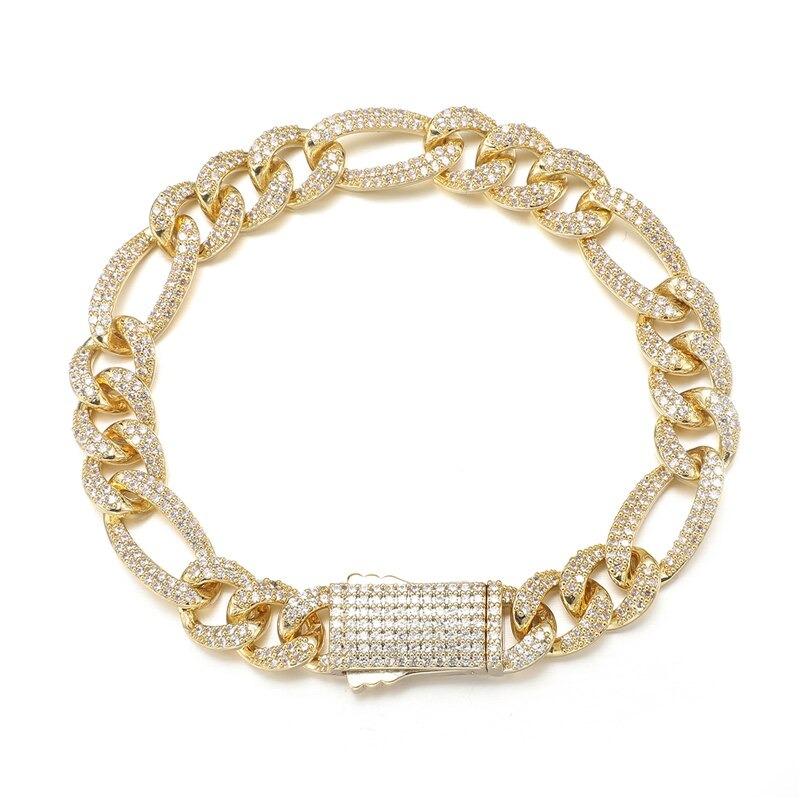 DIAMOND FIGARO CUBAN LINK BRACELET IN WHITE GOLD