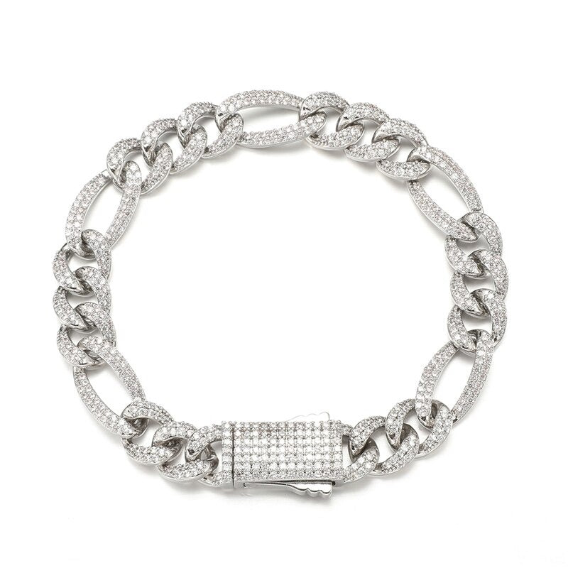 DIAMOND FIGARO CUBAN LINK BRACELET IN YELLOW GOLD