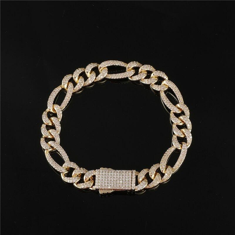 DIAMOND FIGARO CUBAN LINK BRACELET IN WHITE GOLD