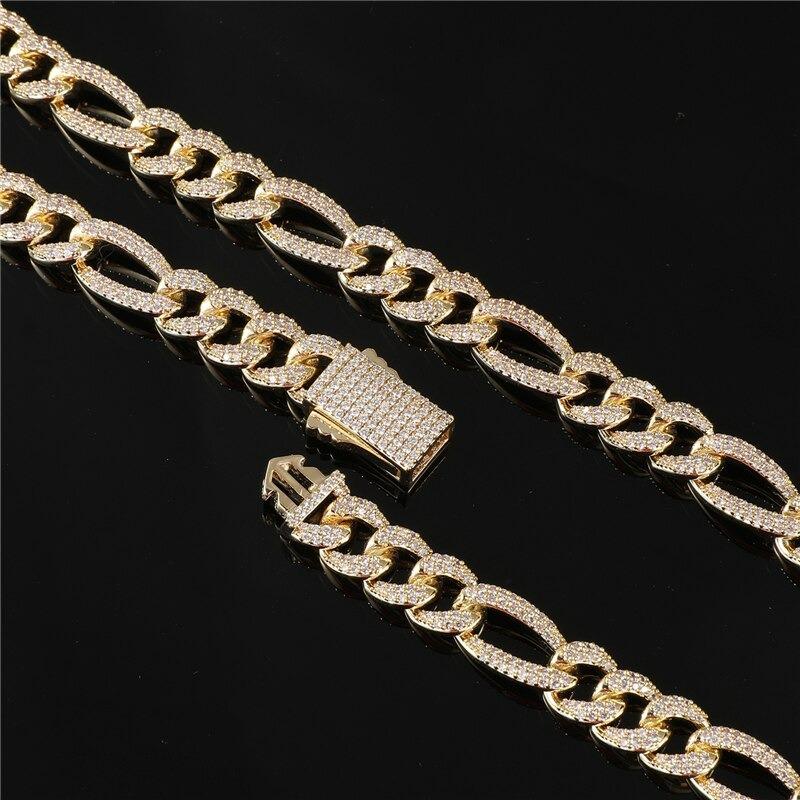 DIAMOND FIGARO CUBAN LINK BRACELET IN WHITE GOLD