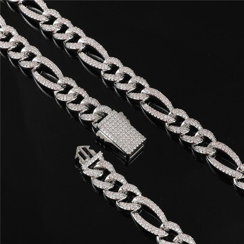 DIAMOND FIGARO CUBAN LINK BRACELET IN WHITE GOLD