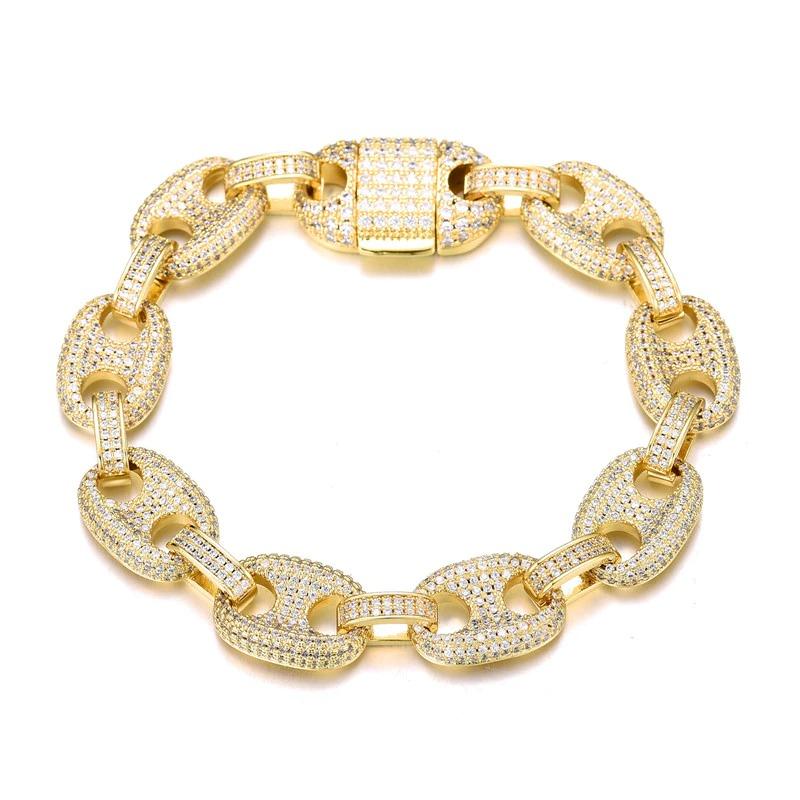 12MM DIAMOND G LINK BRACELET IN YELLOW GOLD