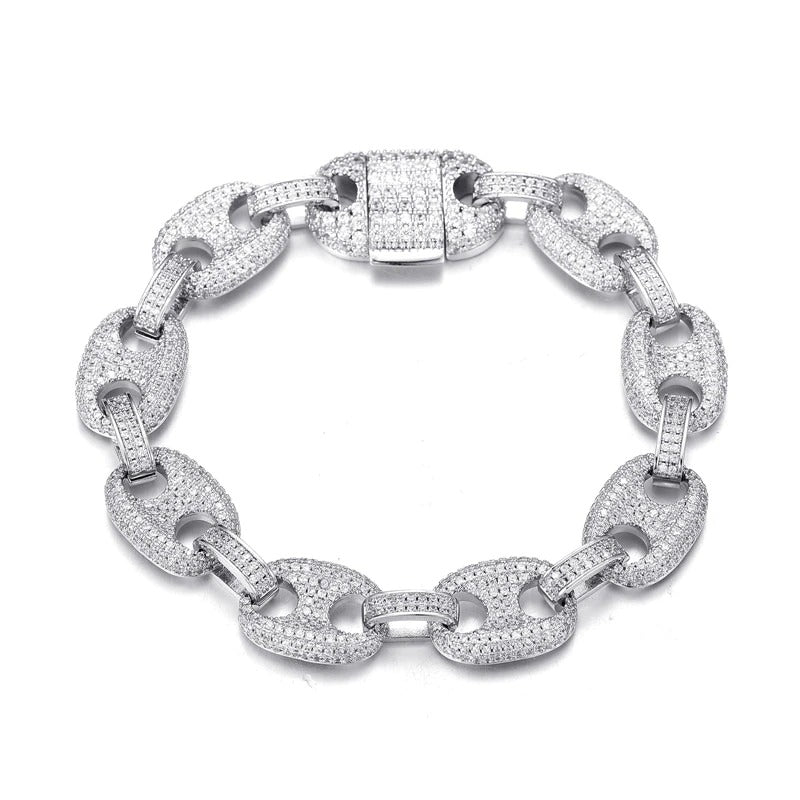 12MM DIAMOND G LINK BRACELET IN WHITE GOLD