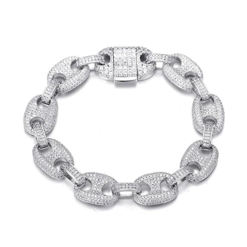 12MM DIAMOND G LINK BRACELET IN YELLOW GOLD