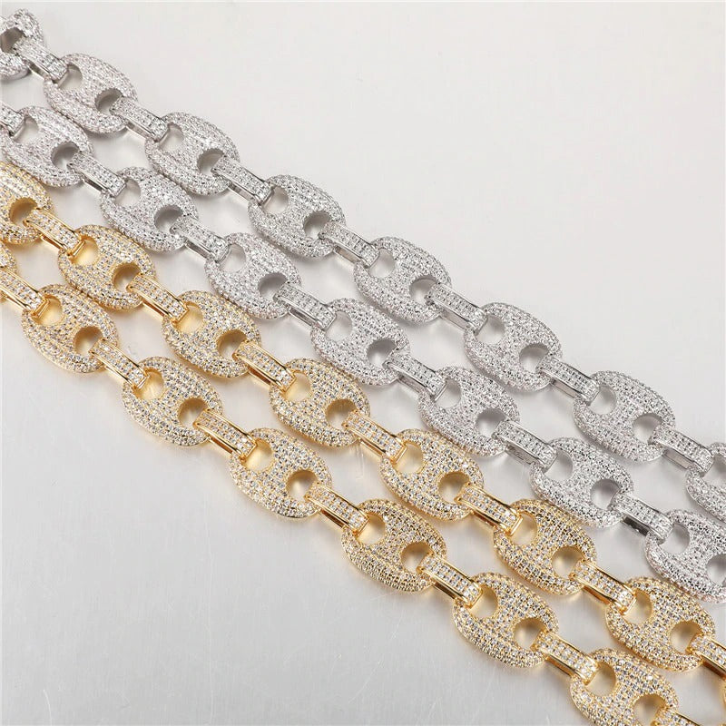 12MM DIAMOND G LINK BRACELET IN WHITE GOLD