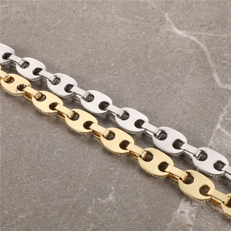 12MM DIAMOND G LINK BRACELET IN WHITE GOLD