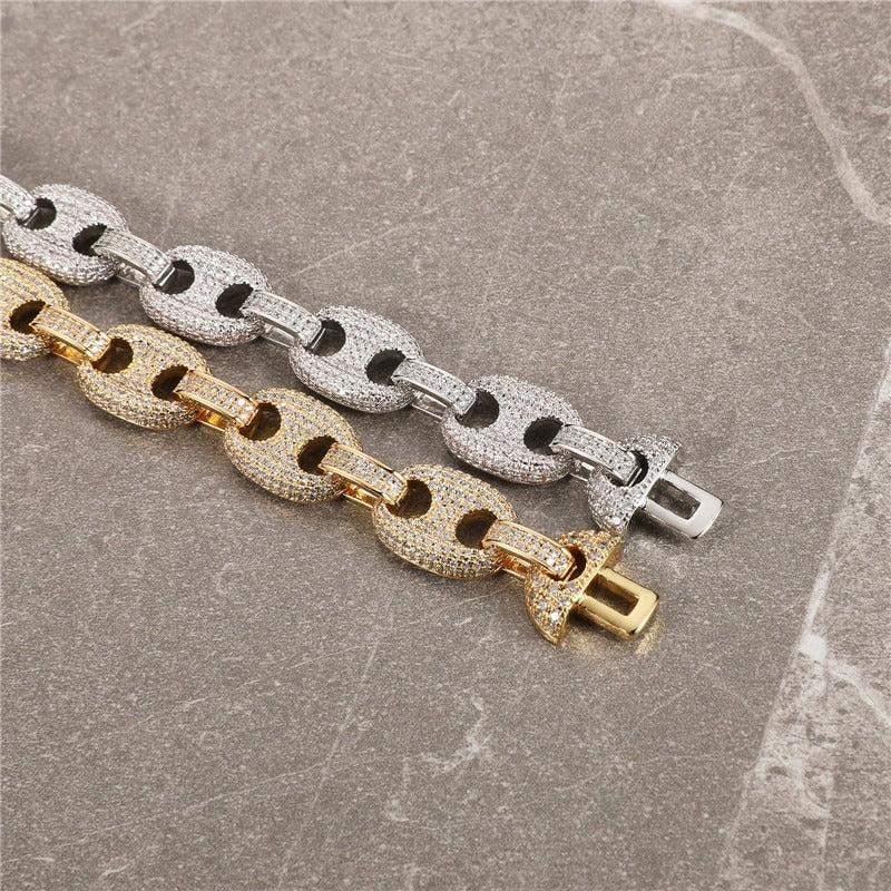 12MM DIAMOND G LINK BRACELET IN WHITE GOLD