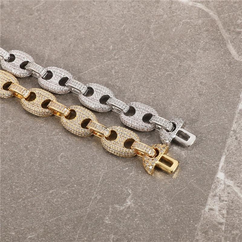 12MM DIAMOND G LINK BRACELET IN YELLOW GOLD