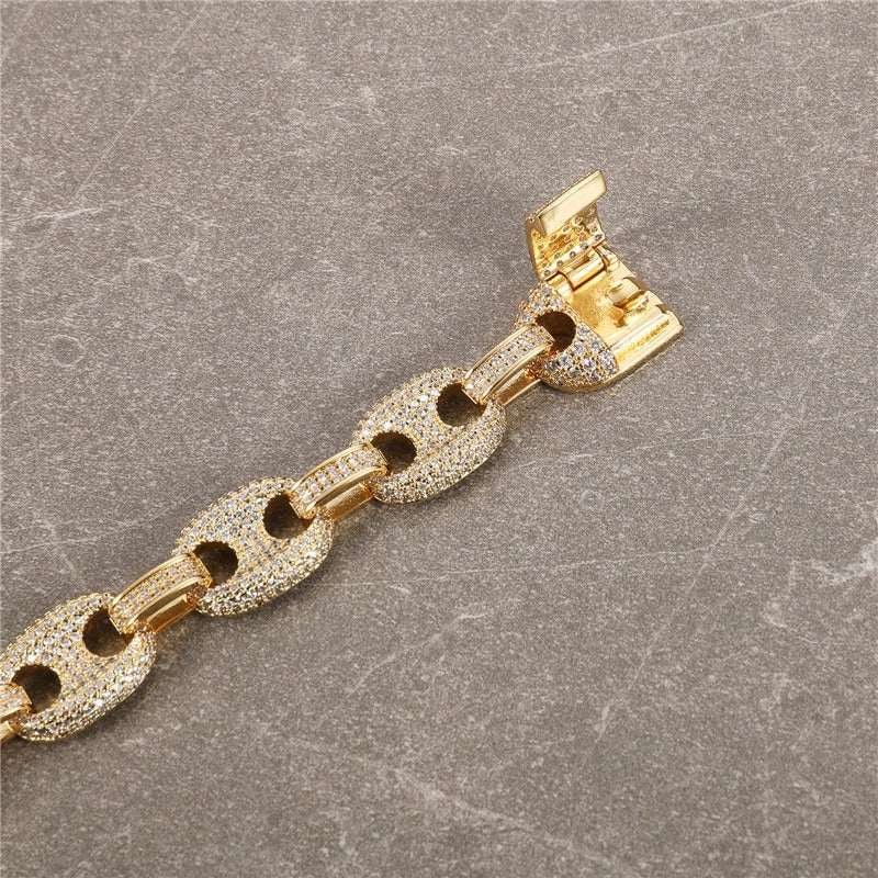 12MM DIAMOND G LINK BRACELET IN WHITE GOLD