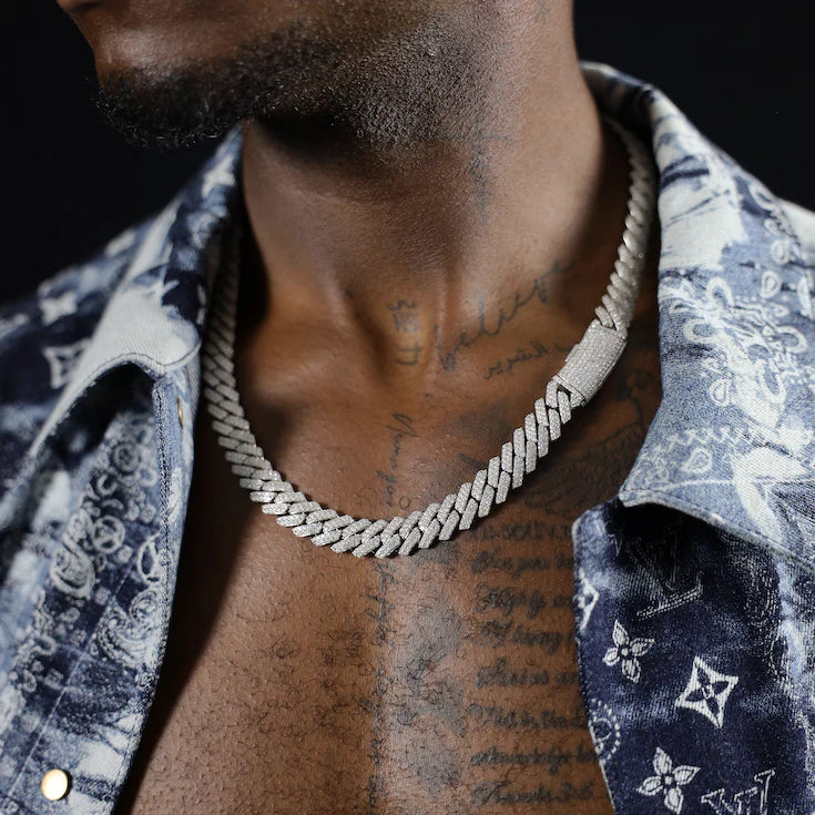 PRONG CUBAN LINK CHAIN IN WHITE GOLD