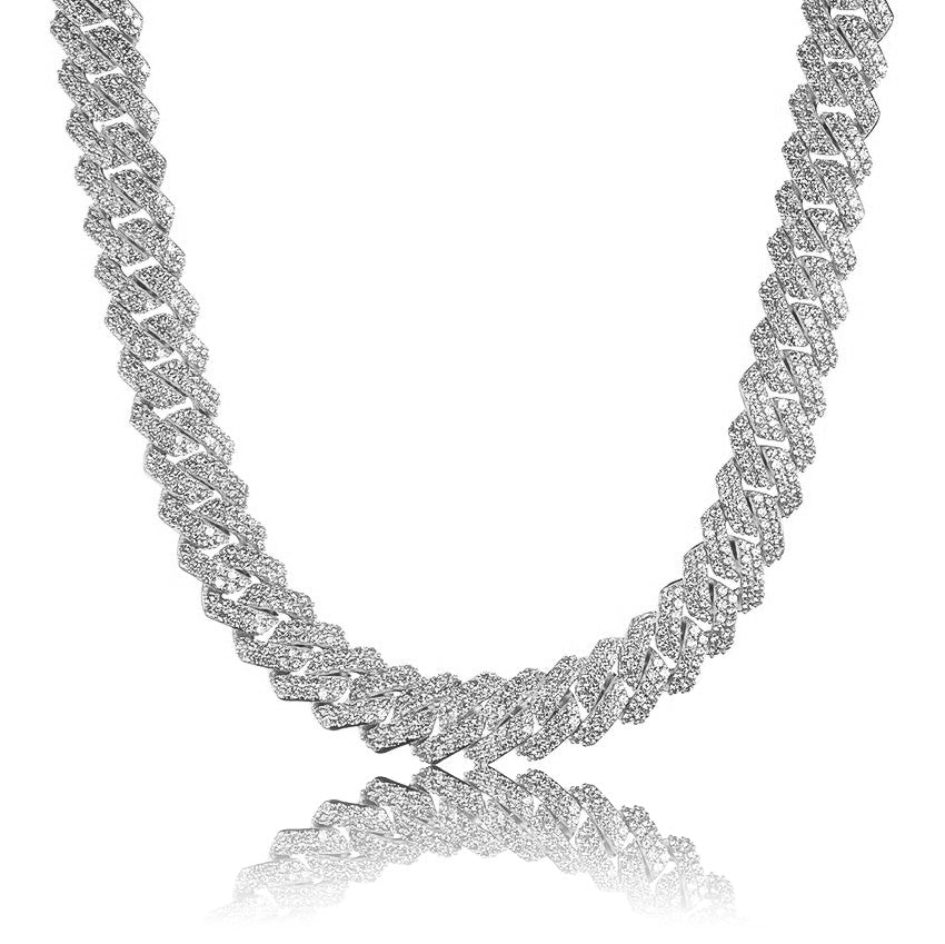 PRONG CUBAN LINK CHAIN IN WHITE GOLD