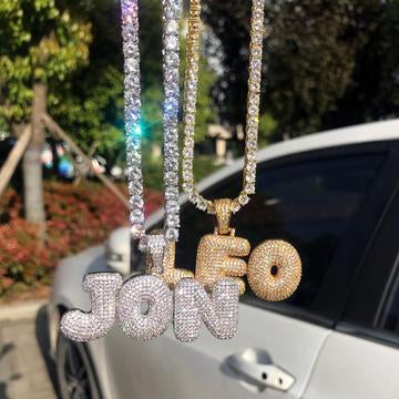 CUSTOM BUBBLE LETTER NECKLACES